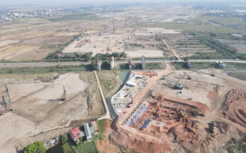 Hàng nghìn công nhân, máy móc miệt mài “chạy đua” tiến độ dự án sân bay Gia Bình