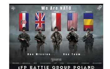 Lính NATO cầm súng trường Kalashnikov trong ảnh poster