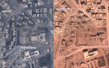 Nga công bố ảnh Raqqa thuộc Syria bị bom đạn tàn phá