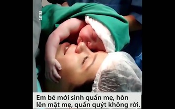 Video hay: Em bé vừa chào đời đã ôm hôn mẹ thắm thiết
