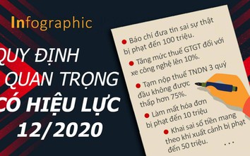 Những quy định quan trọng có hiệu lực từ tháng 12/2020