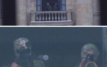 Lộ cảnh các tay súng bắn tỉa ẩn náu trong tòa nhà Quốc hội Armenia