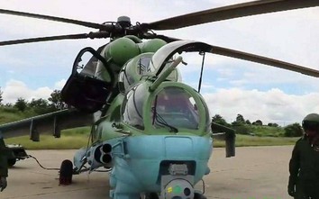 Video cảnh trực thăng Mi-35 của Myanmar bị bắn rơi bằng tên lửa vác vai