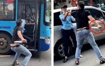 Phụ xe buýt bị lái xe con cầm dao, bóp cổ tấn công giữa phố