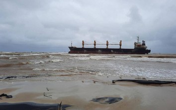Tạm dừng giải cứu tàu Glory Future mắc cạn ở Cửa Việt vì gió lớn