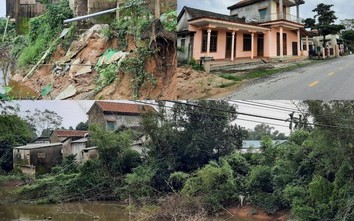 Quảng Trị: Sông Nhùng sạt lở "khoét móng" nhiều nhà dân, đường liên xã