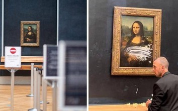 Khách nam cải trang thành bà cụ ngồi xe lăn, phá hoại tranh Mona Lisa