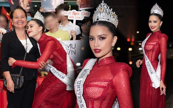 Hoa hậu Ngọc Châu "đại náo" sân bay khi lên đường dự thi Miss Universe