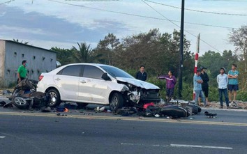 Ô tô va chạm loạt xe máy ở Phú Quốc, hai cha con tử vong, 5 người bị thương