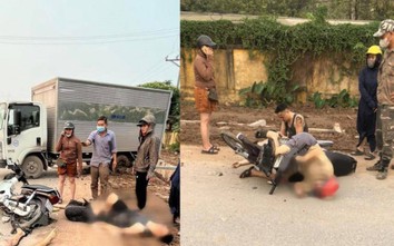 Hưng Yên: Xe máy kẹp 3 đấu đầu xe tải, 1 người chết, 2 người trọng thương