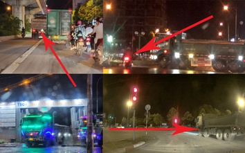 Xe chở đất từ dự án Keplerland ngang nhiên vượt đèn đỏ, đi vào làn BRT