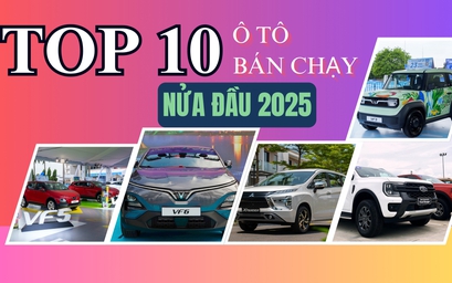 TOP 10 ô tô bán chạy nửa đầu 2025: Xe điện dẫn đầu