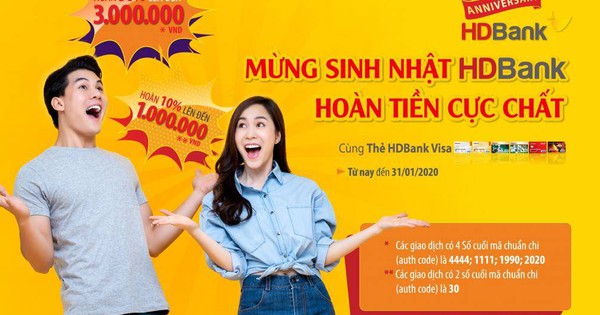 Ưu đãi hoàn tiền 50% khi sử dụng thẻ HDBank Visa